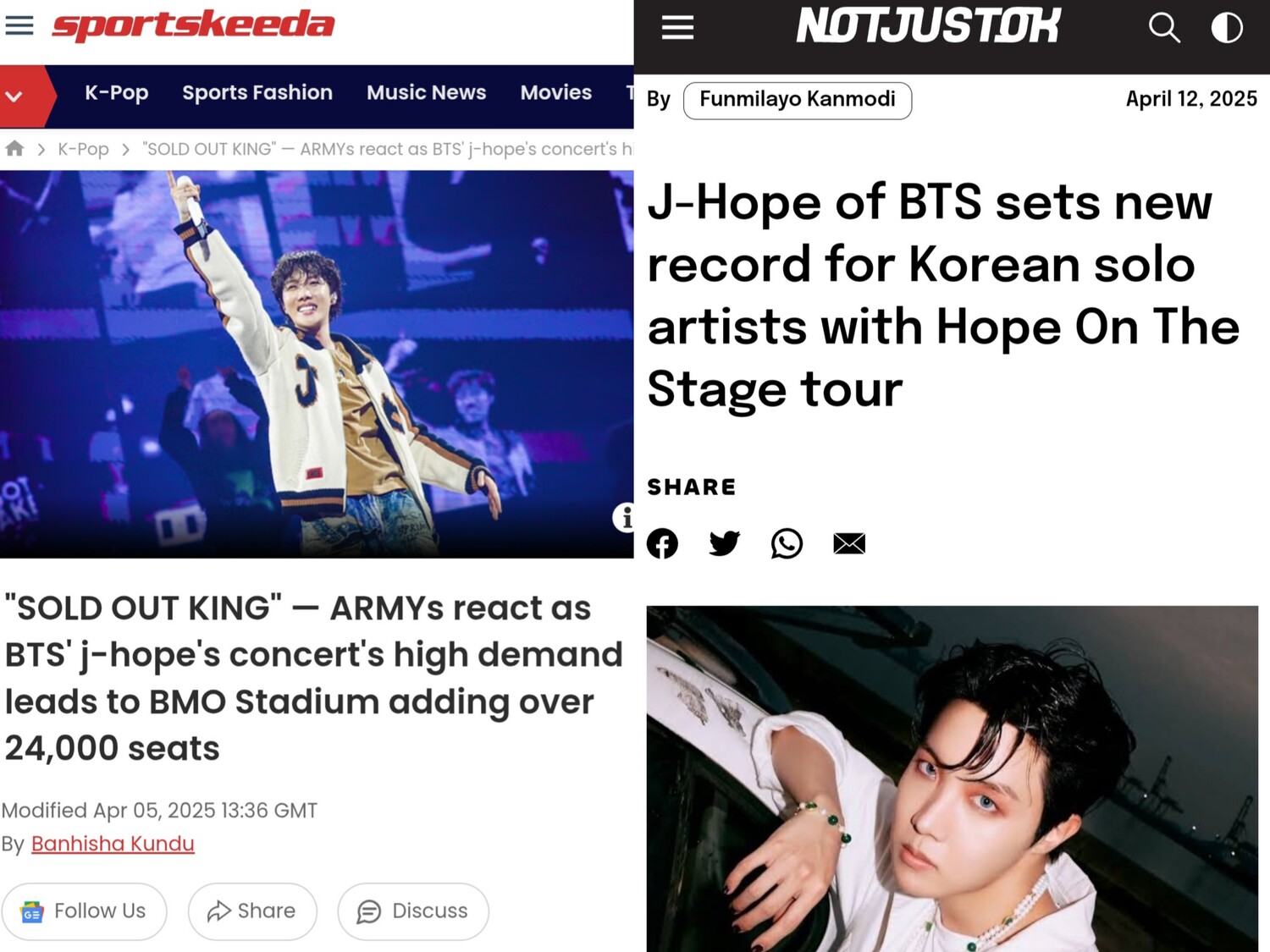 [잡담] 방탄소년단 제이홉, 美 LA BMO스타디움 '오버 솔드'...아시아 가수 최다 티켓 판매 기록 세워 | 인스티즈