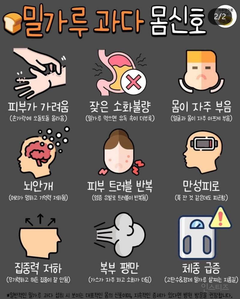 밀가루 과다섭취시 몸의 반응 | 인스티즈