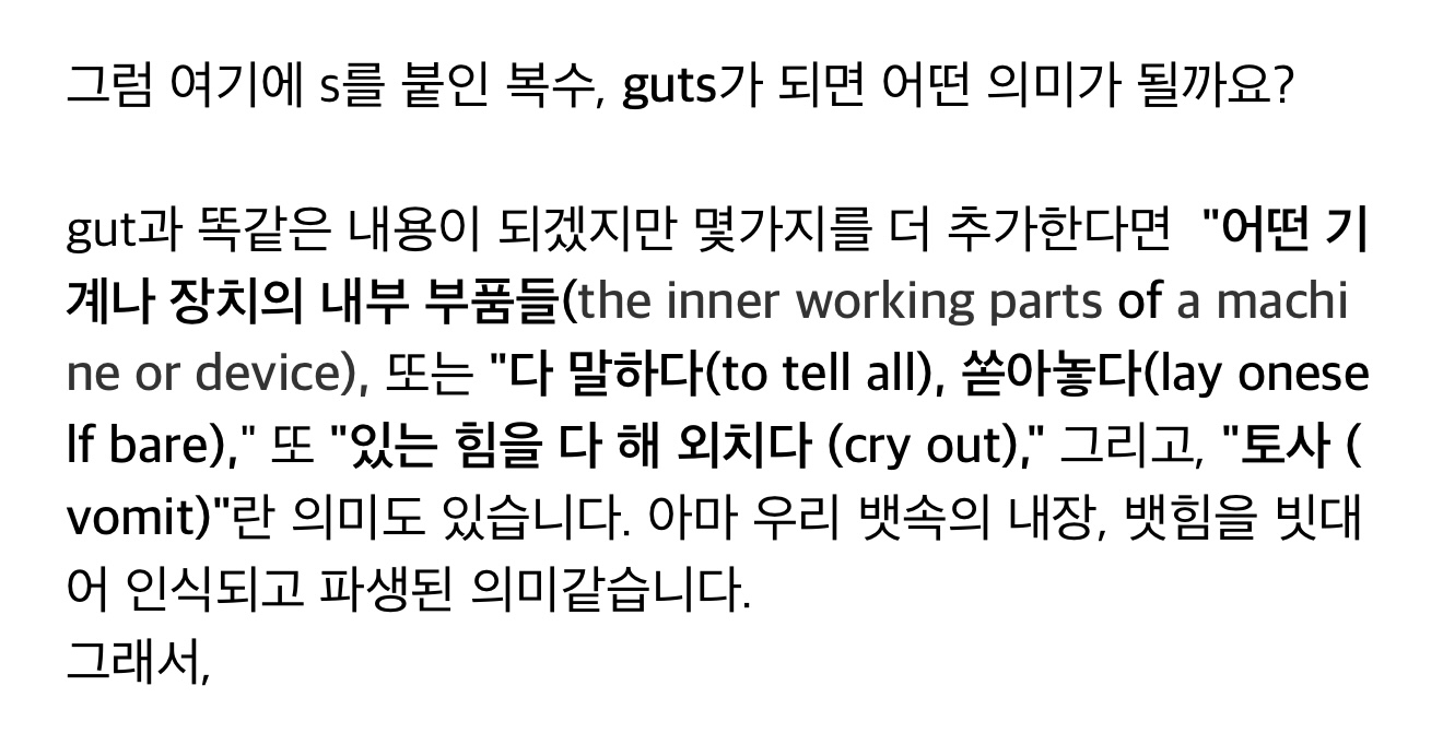 [잡담] Guts 뜻 너무 궁금해서 구글링 했는데 (아닐 확률 99%) | 인스티즈