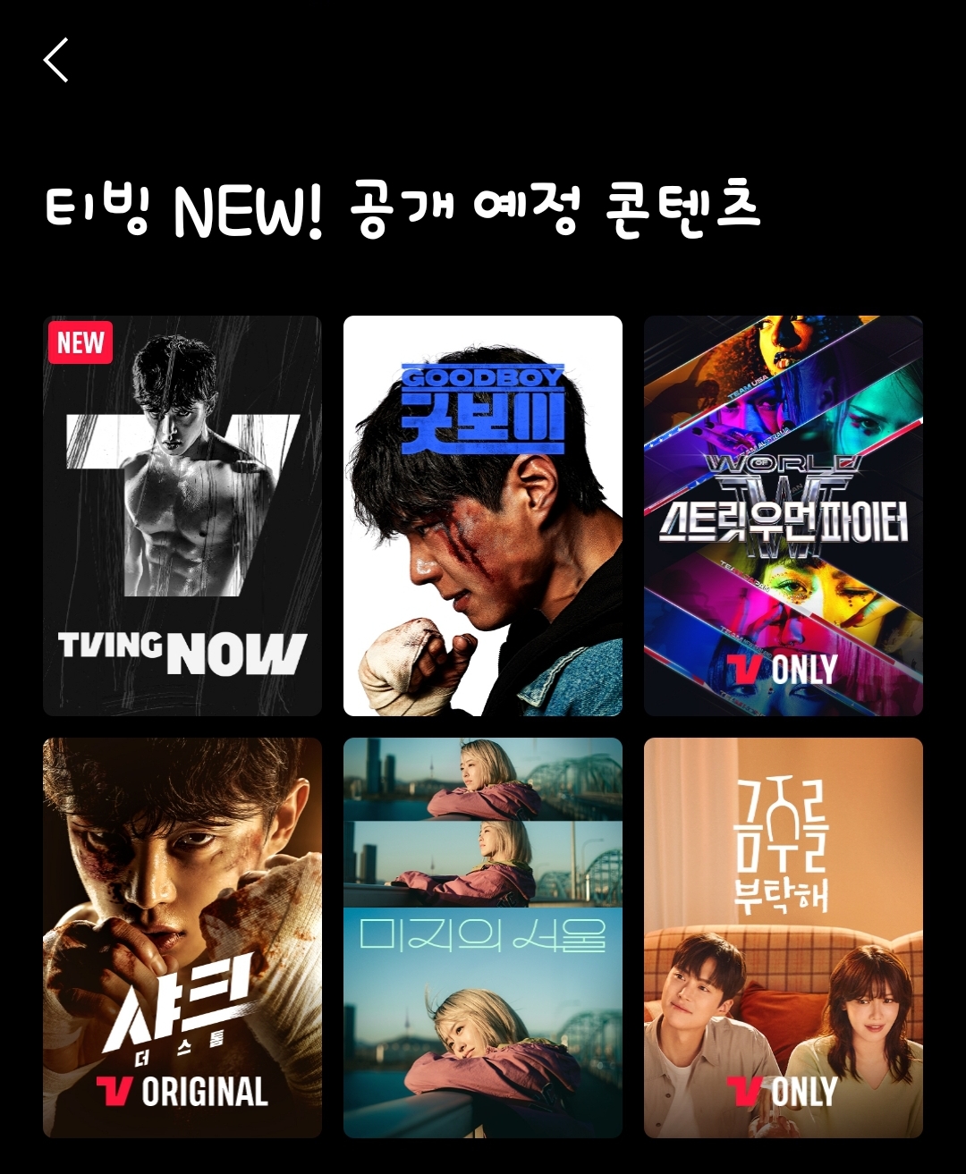 [잡담] 티빙 공개예정 목록 굿보이 샤크더스톰 미지의서울 금주를부탁해 | 인스티즈