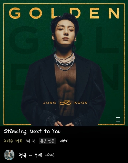 [정보/소식] 방탄소년단 정국 'Standing Next to You' 유튜브 공식 오디오 영상 조회수 1억 돌파 | 인스티즈
