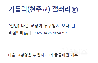 현재 성지순례 중인 교황명을 정확히 맞춘 디시인 | 인스티즈
