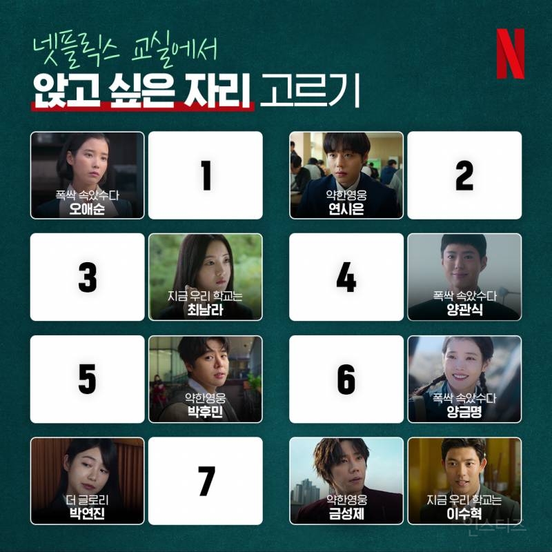 넷플릭스 앉고 싶은 자리 고르기 다들 어디 앉을거임 | 인스티즈