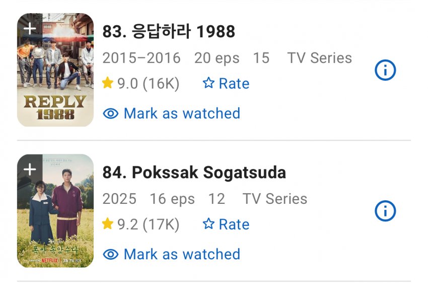 [잡담] 와 폭싹 imdb 순위 곧 한드 1위 될듯 | 인스티즈