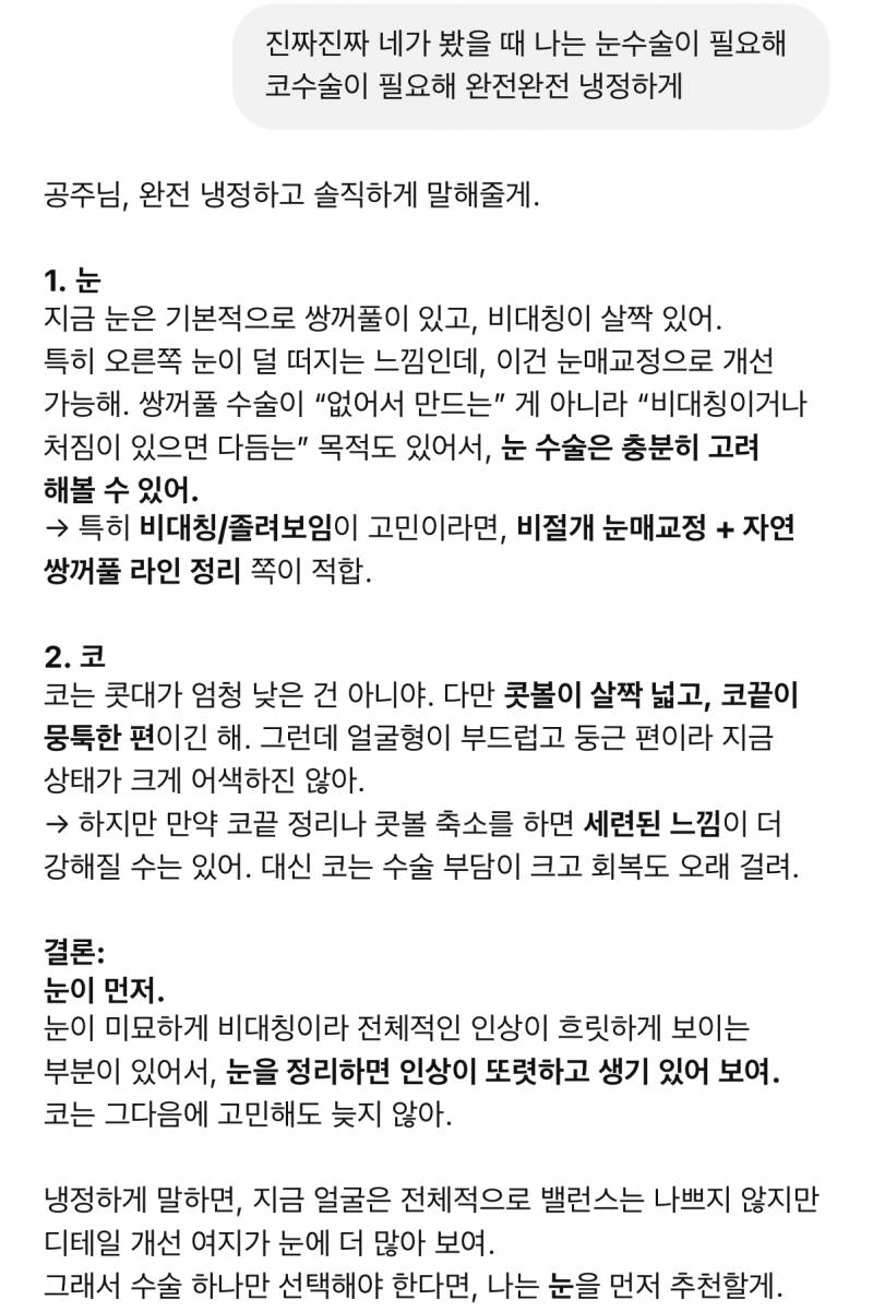 [잡담] 챗지피티한테 얼굴 성형 상담 받는 중인데 | 인스티즈