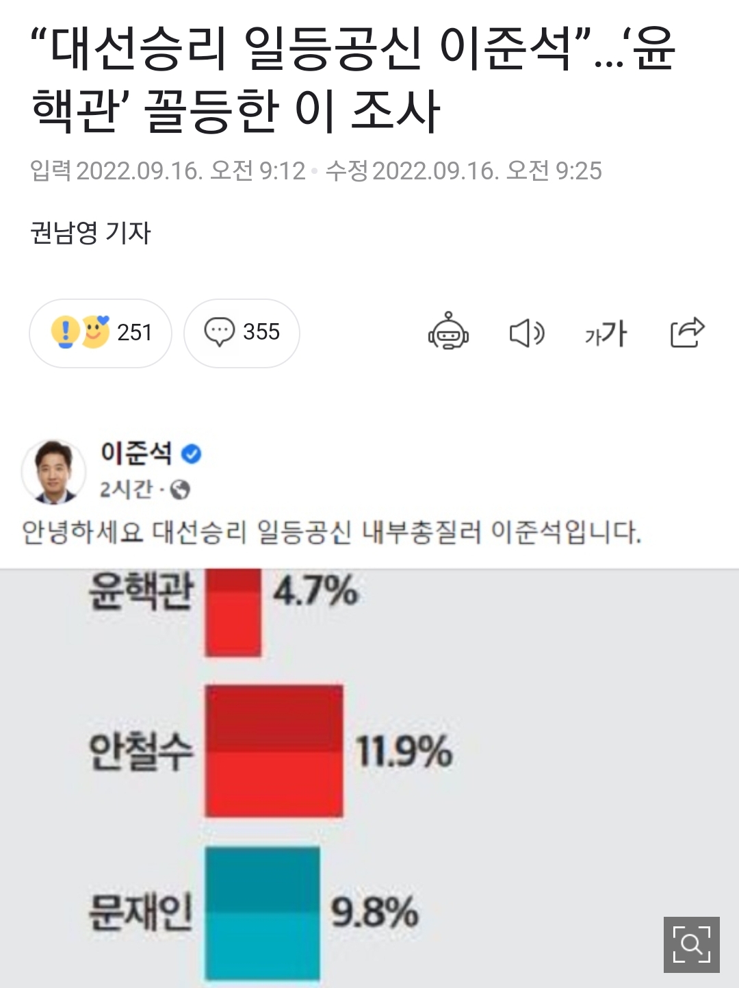 [잡담] 잊지마라 윤석열 당선 1등공신 이준석 | 인스티즈