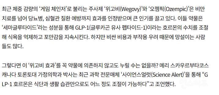 '이 식단' 따라하면 위고비 효과, 모방 가능하다! | 인스티즈