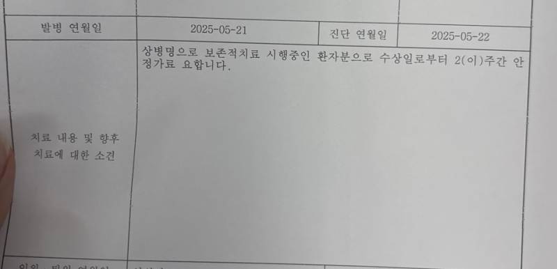 [잡담] 공기업 인턴인데 진단서에 이렇게 써져있으면 2주 쉬는거야..? | 인스티즈