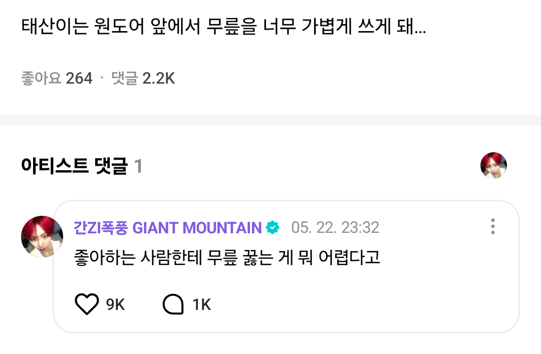 [잡담] 좋아하는 사람한테 무릎 꿇는 게 뭐 어렵다고 | 인스티즈