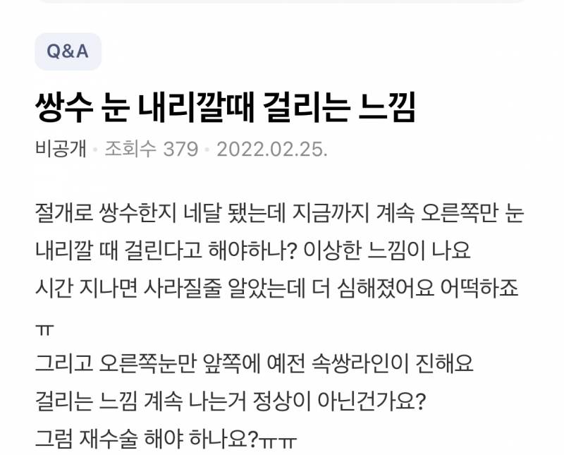 [잡담] 쌍수 자연유착 눈매교정 눈 감을때 느낌 | 인스티즈
