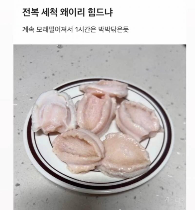요리 초보의 충격적인 전복 세척 대참사 | 인스티즈