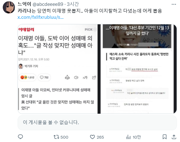 [마플] 카리나 정치 연관되자마자 이런데 해명안하면 더 심해짐 | 인스티즈