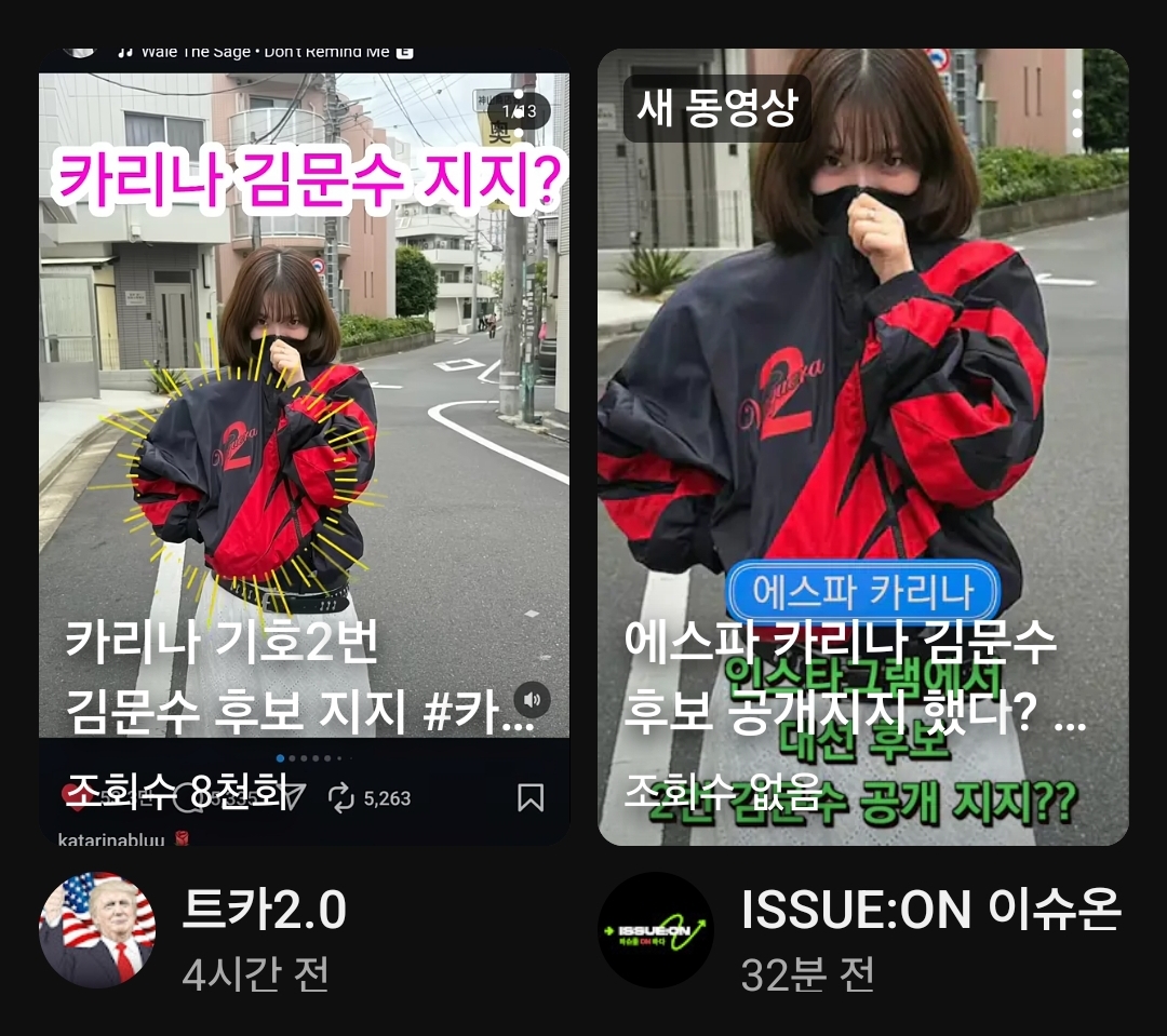 [잡담] 카리나가 김문수를 지지한다로 유튜브 도배됨 ㅋㅋㅋㅋㅋ | 인스티즈