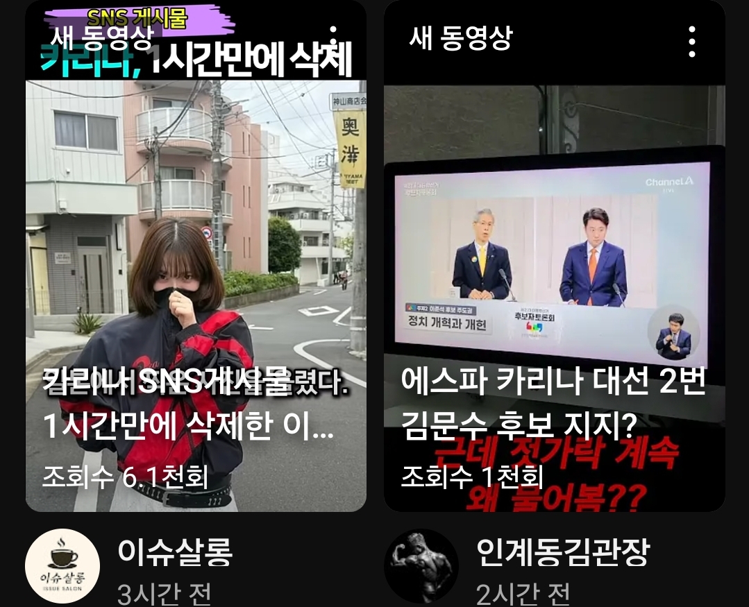 [잡담] 카리나가 김문수를 지지한다로 유튜브 도배됨 ㅋㅋㅋㅋㅋ | 인스티즈