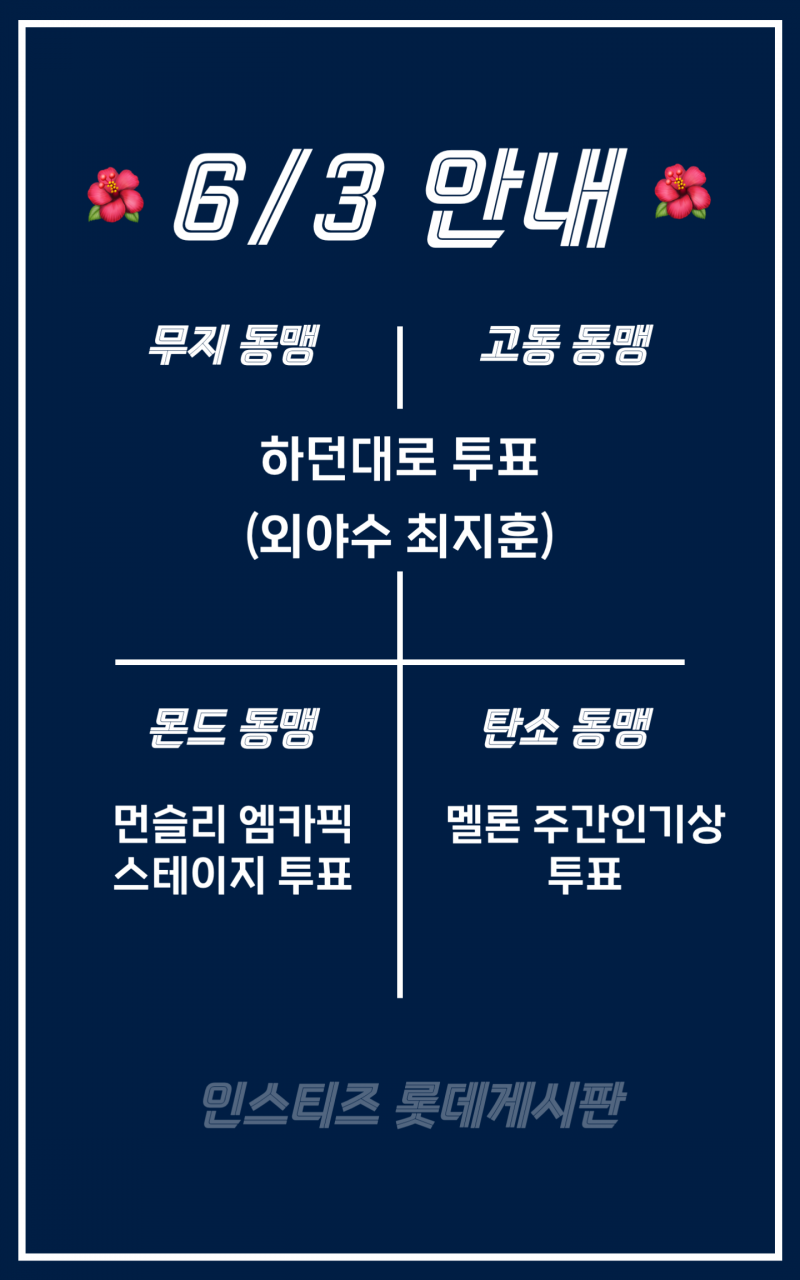 [잡담] 🌺🌺🌺인증글 끌올🌺🌺🌺 야구 재밌게 봤으면 투표하자! | 인스티즈