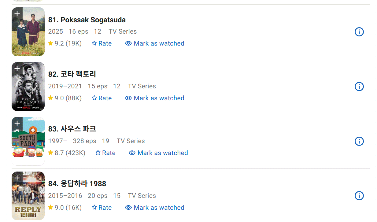 [잡담] 폭싹 imdb 순위 역대 한드 1위 등극 | 인스티즈