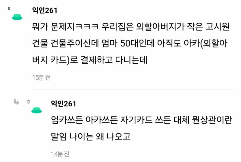 [잡담] 부모님이 건물주면 50대 돼도 엄카 아카 써?? | 인스티즈