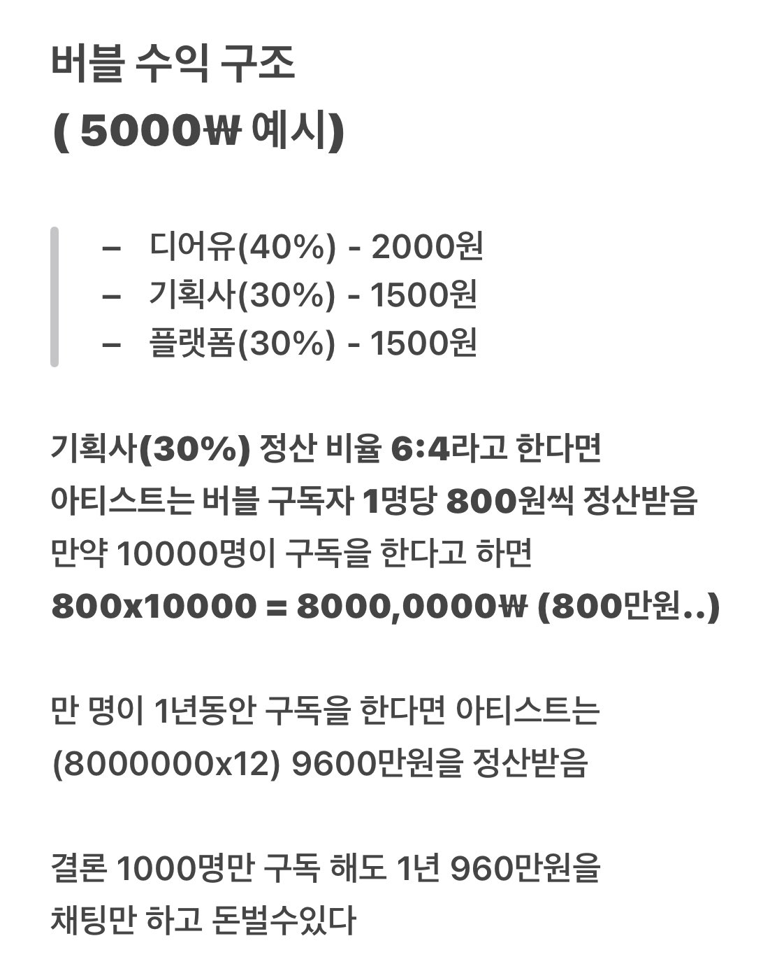 [잡담] 버블 수익구조 보니까 대박이긴 하네 | 인스티즈
