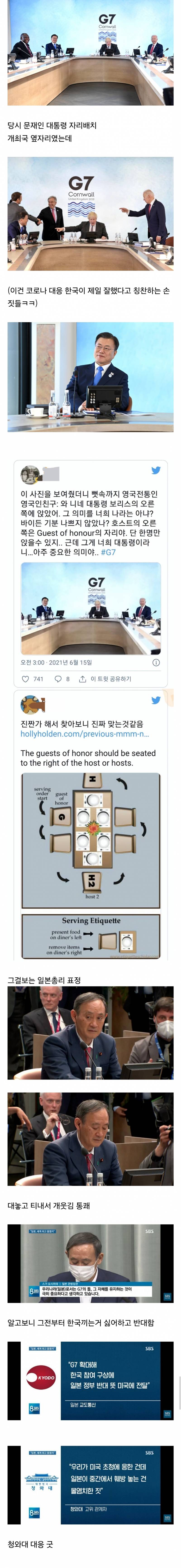 개처웃긴 2021년 G7 당시 일본 총리 표정 | 인스티즈