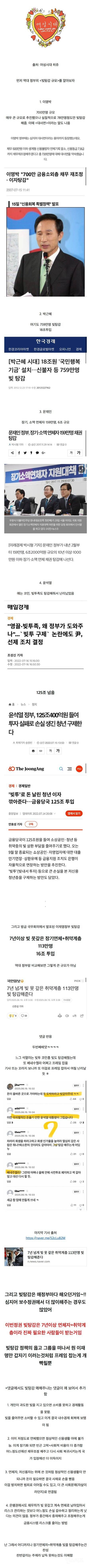 새로 파묘된 역대 정부들의 빚탕감 규모 | 인스티즈