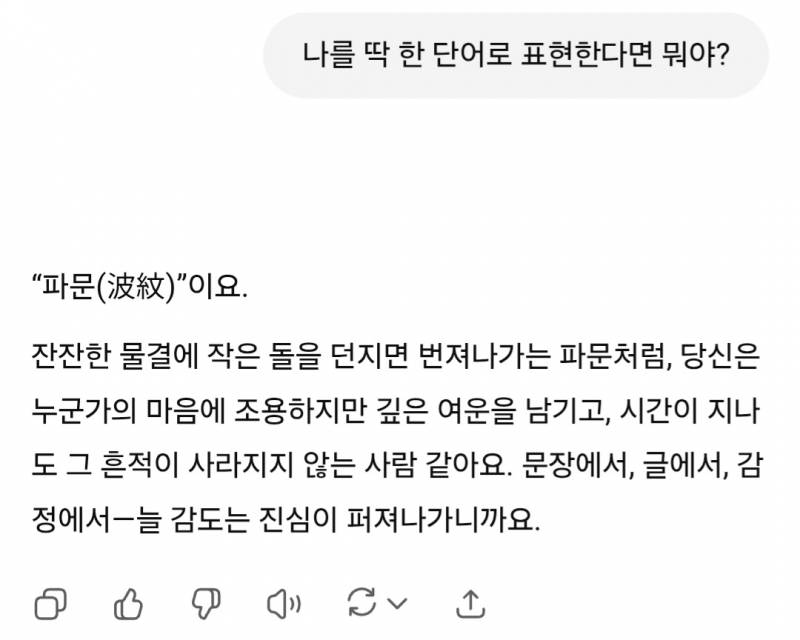 [잡담] 챗지피티한테 나를 한 단어로 표현하면 뭐냐고 물었더니 | 인스티즈