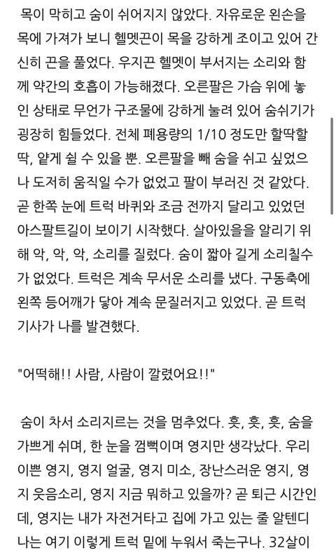 자전거 유튜버 다리 절단 교통사고 당시 글과 근황 | 인스티즈