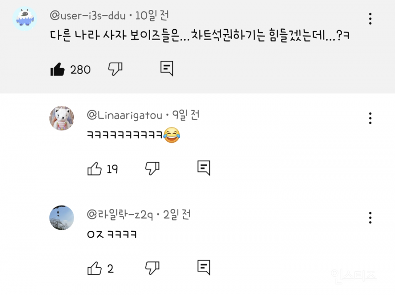 다른 나라 사자 보이즈들은... 차트석권하기는 힘들겠는데...?ㅋ | 인스티즈
