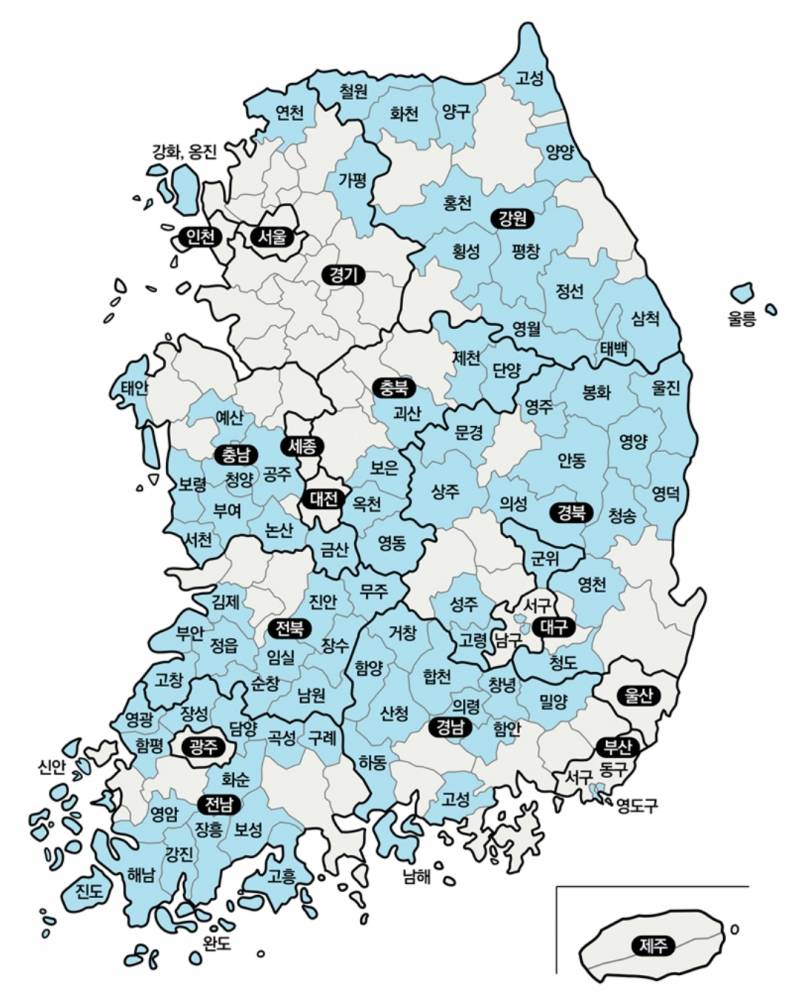[잡담] 인구감소지역 이렇게 보니까 생각보다 되게 많네 | 인스티즈