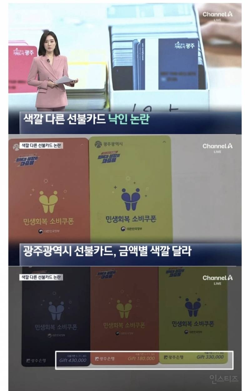 민생지원금 선불카드 색깔 논란 | 인스티즈