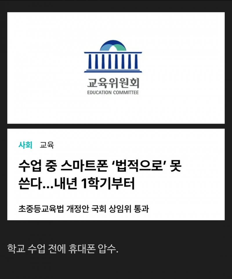 [잡담] 내년부터 학교에서 휴대폰 사용 금지래 | 인스티즈
