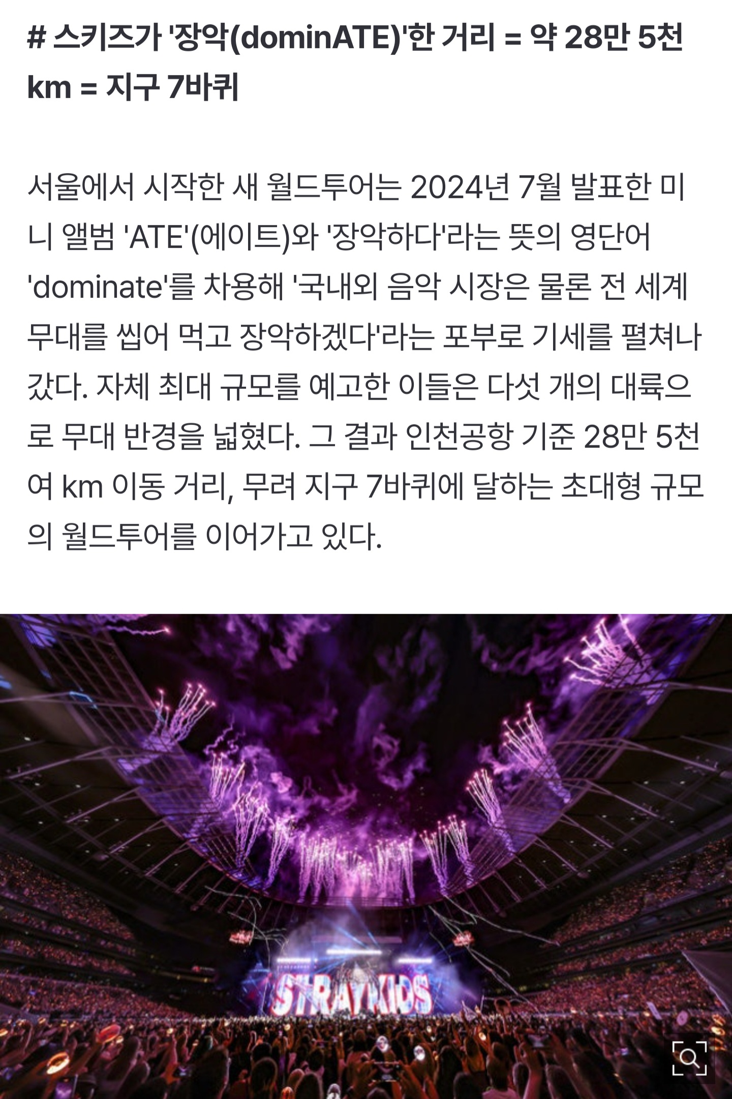 이번 월드투어로 지구 7바퀴 돌았다는 아이돌.jpg | 인스티즈