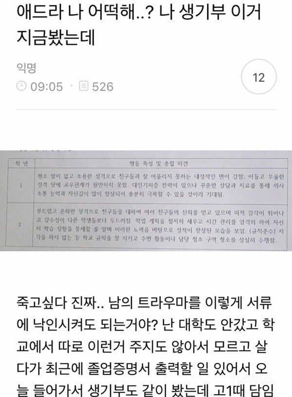 학교 생활기록부 박제당해 낙인 찍힌 사람들 | 인스티즈