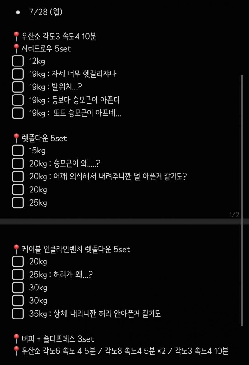 [잡담] Pt 받고 개인운동하면서 운동일지 맨날쓰는데 은근 좋은듯 | 인스티즈