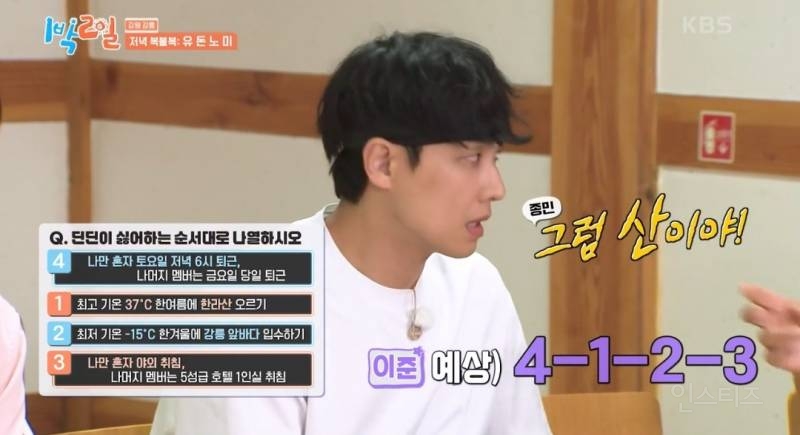 1박2일에서 신뢰도 제로인 이준 | 인스티즈