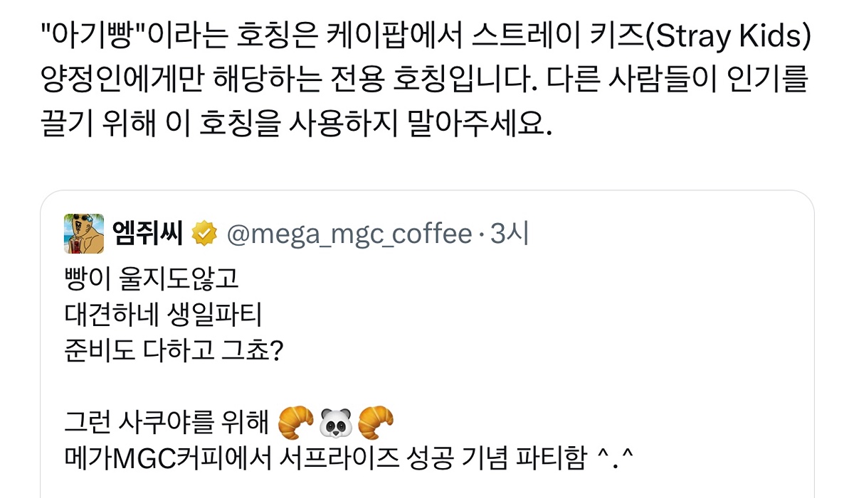 [정보/소식] "아기빵” 별명 쓴 메가커피 공계 테러해서 이벤트 글 삭제시킨 스키즈 팬들 | 인스티즈