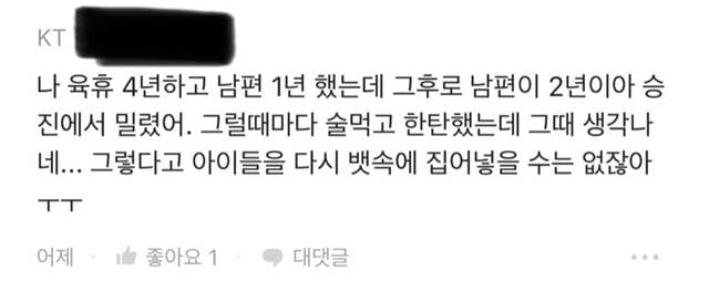 (블라인드) 커리어 손해로 괴로워하는 아내..JPG | 인스티즈