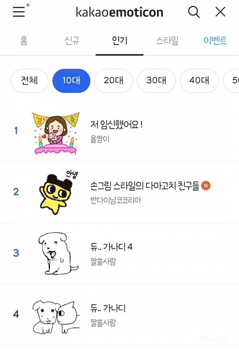 카톡 10대 인기 1위 이모티콘이 임신했어요인 이유 | 인스티즈