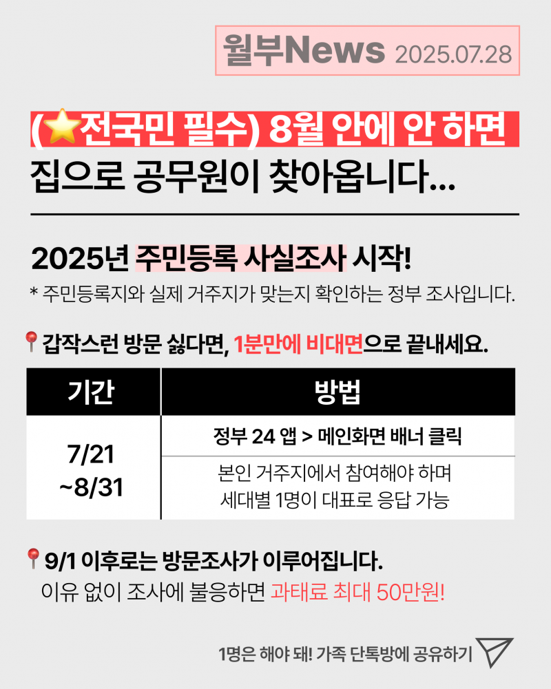 [잡담] 와 씨 주민등록 사실조사 안 한 사람들 빨리해 당장해 내일까지 안 하면 | 인스티즈