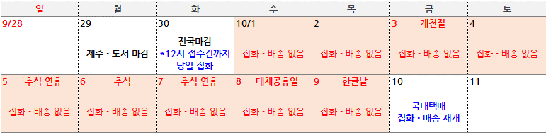 2025년 추석 명절 국내택배 배송일정 안내 | 인스티즈