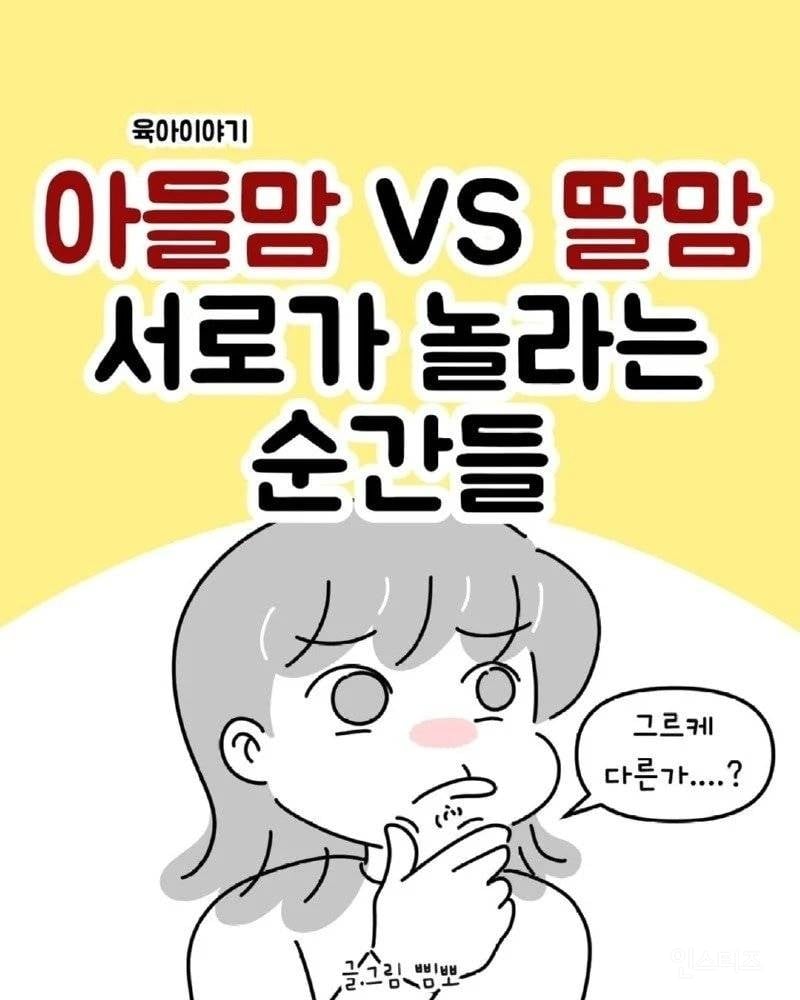아들맘 VS 딸맘 서로가 놀라는 순간들.Manhwa | 인스티즈