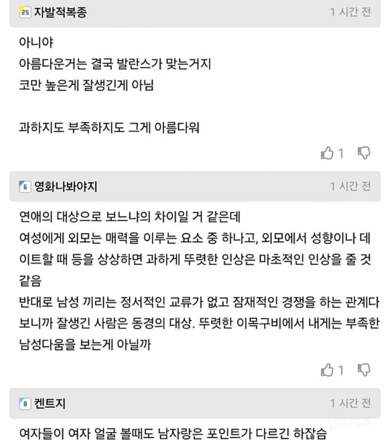 근데 왜 남자들은 T존이 뚜렷하고 좀 부리부리한 외모를 | 인스티즈