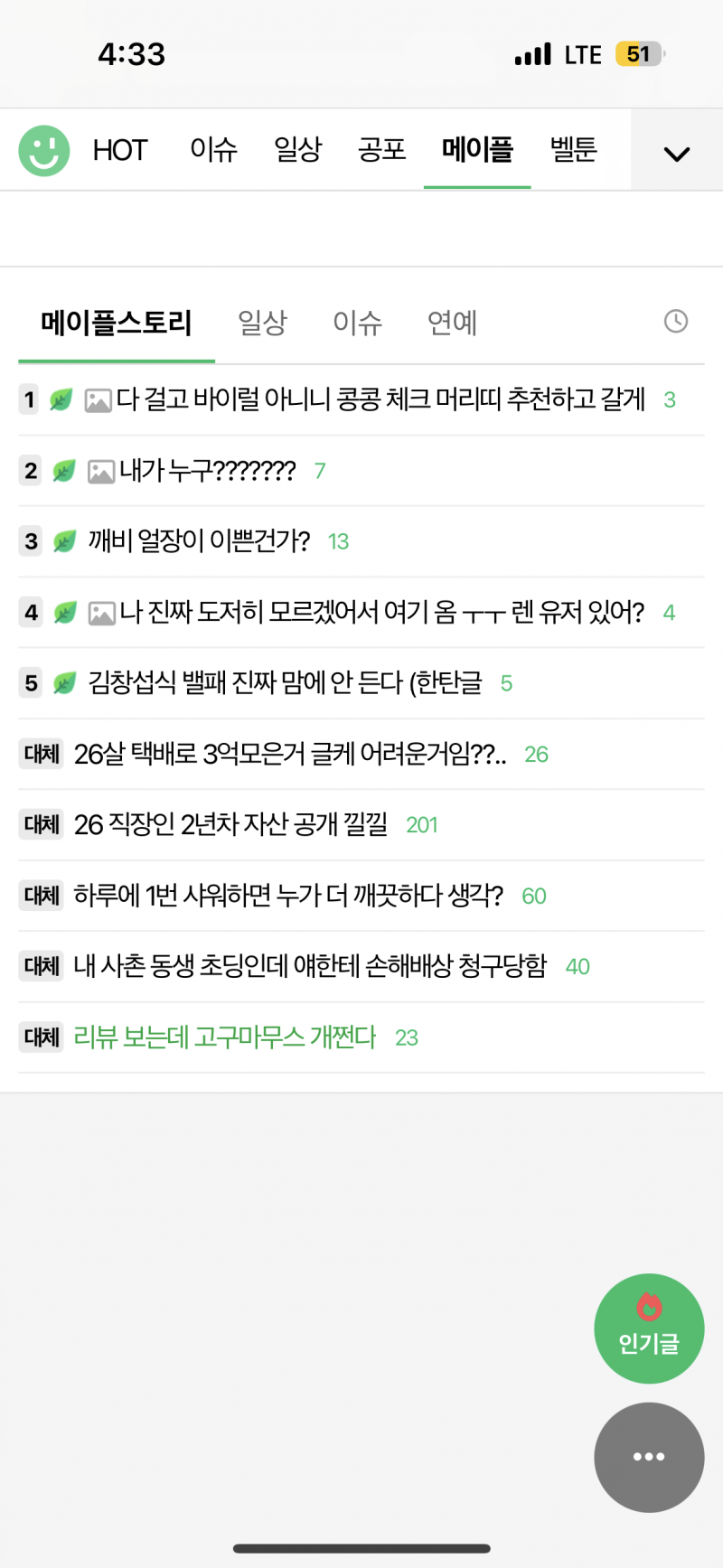 [잡담] 메독방은 실시간 인기글이 왜 계속 고정임? | 인스티즈