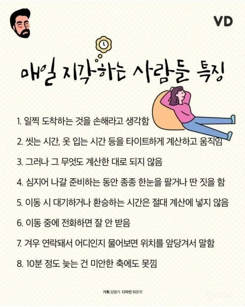 매일 지각하는 사람들 특징 | 인스티즈