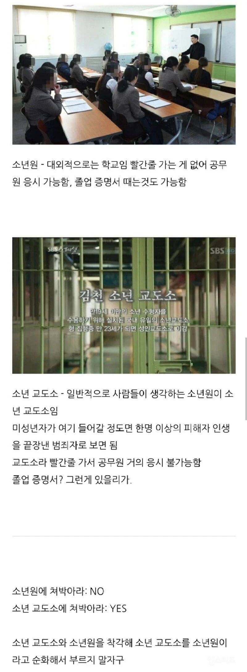 소년원과 소년교도소의 차이 | 인스티즈