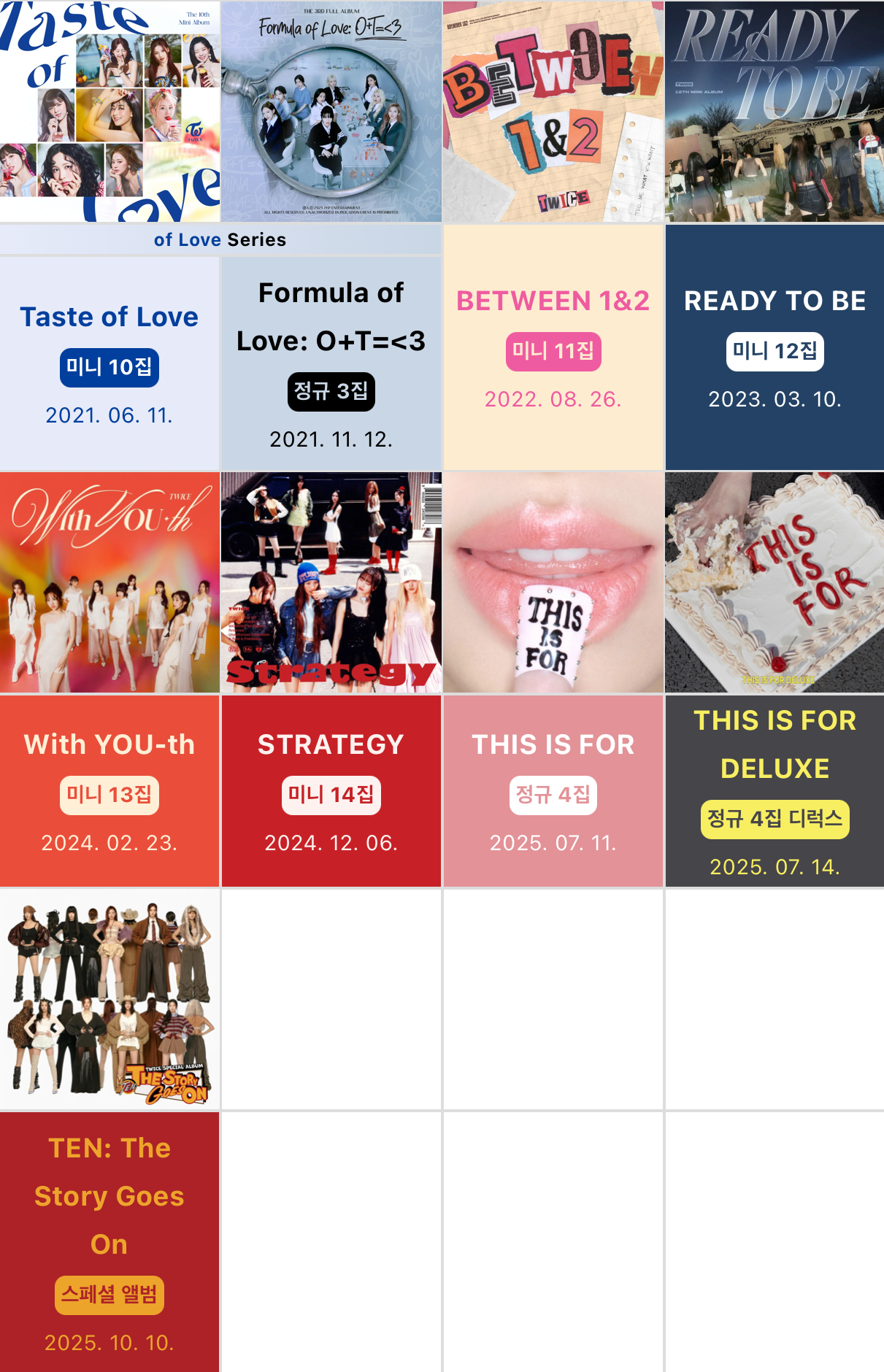 [잡담] 트와이스 10주년 기념 트와이스가 10년간 발매한 앨범 | 인스티즈