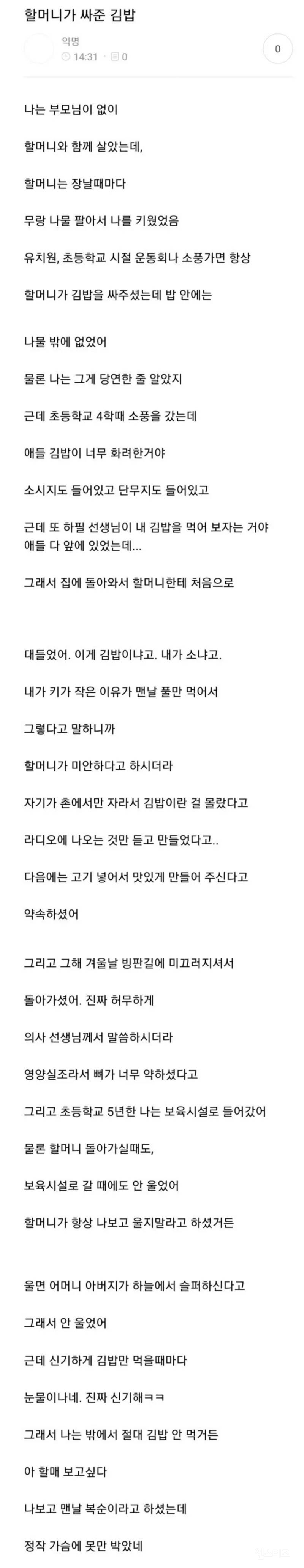 할머니가 싸주신 김밥 | 인스티즈