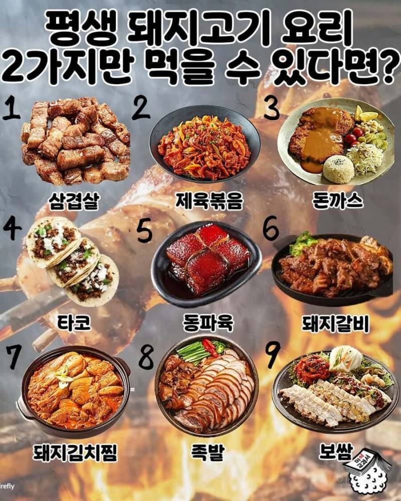 평생 돼지고기 요리 2가지만 먹을 수 있다면? | 인스티즈