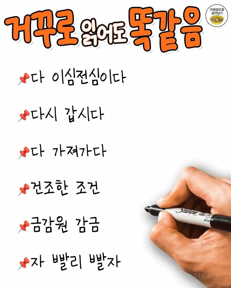 거꾸로 읽어도 똑같음 | 인스티즈