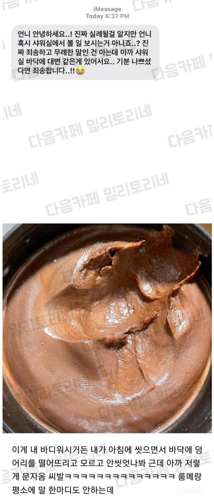 룸메가 화장실 바닥에 똥 싼거 아니냐고 물어봄 | 인스티즈