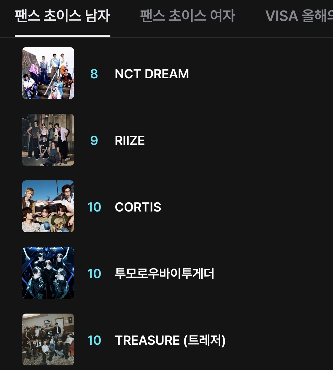 [잡담] 마마 팬초이스 투표 현재 10위권 순위 🌟 | 인스티즈